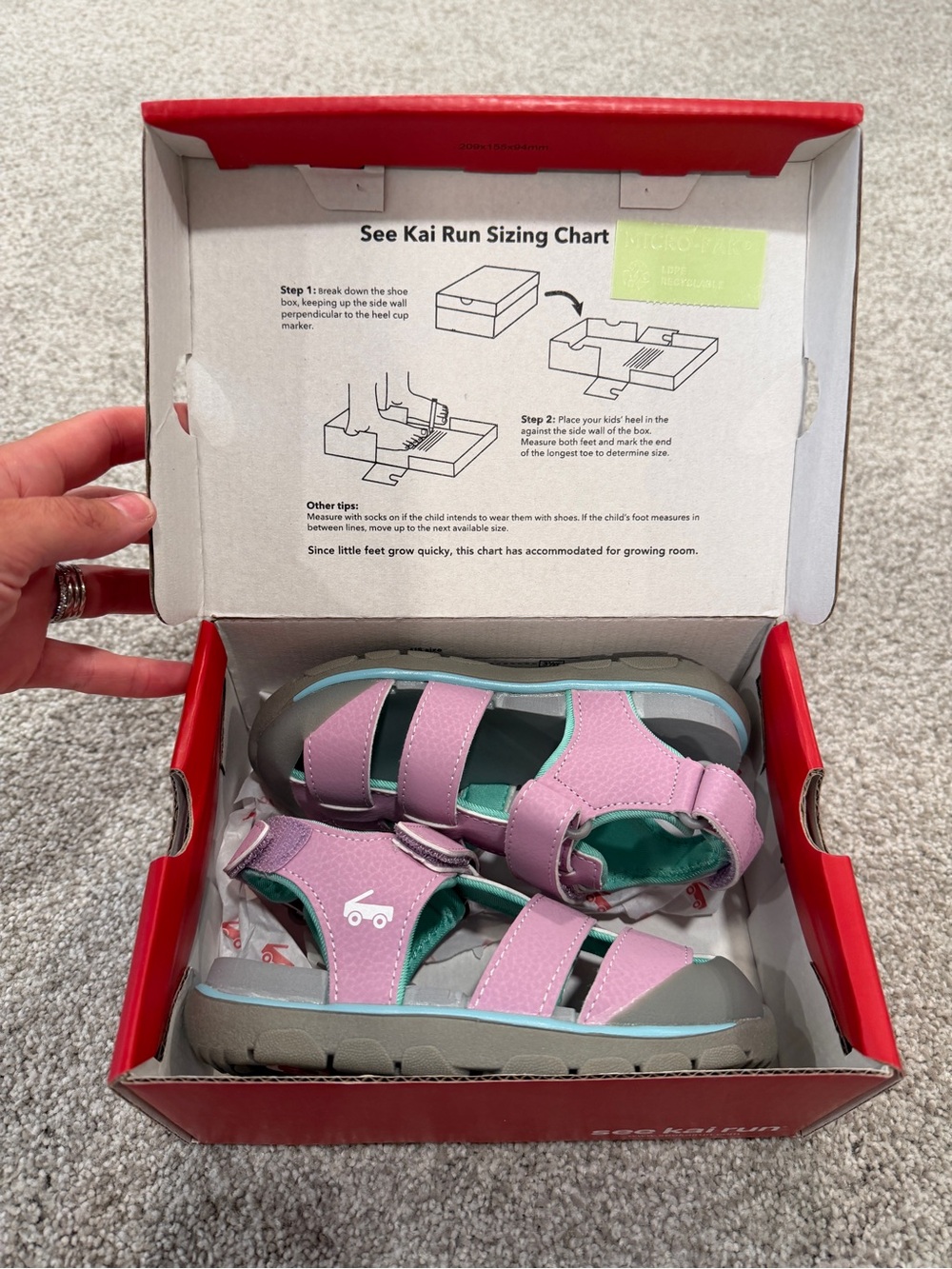 See Kai Run Pink and Teal Closed-Toe Sport Sandals